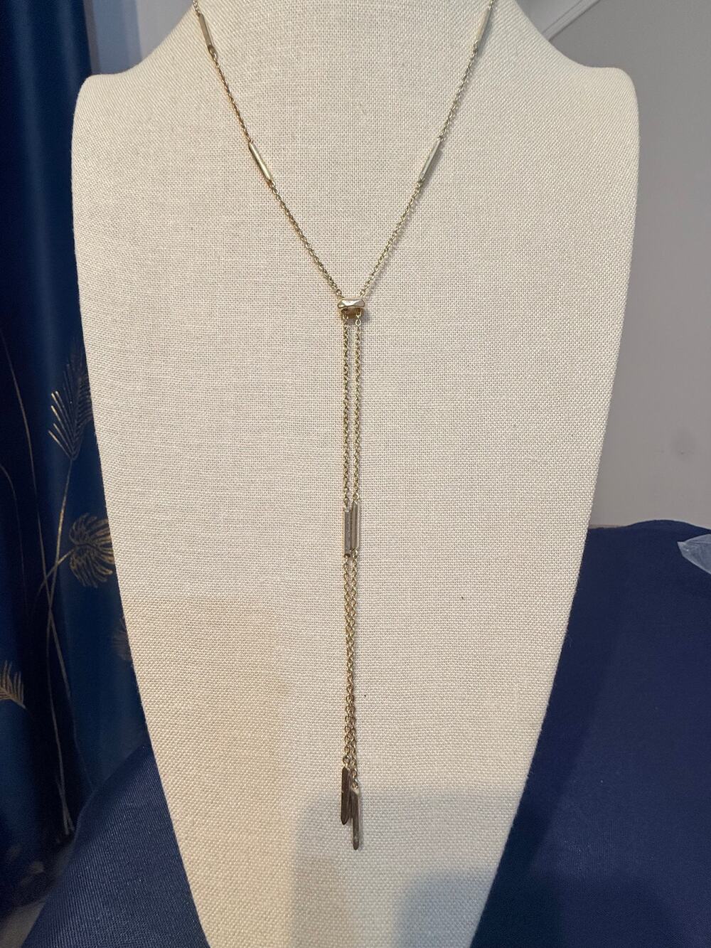 Vintage Gold Tone Tassel Necklace 28” Adjustable
